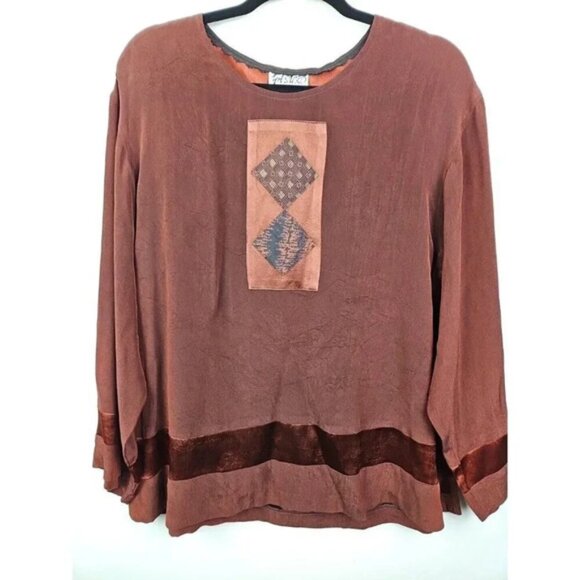 Yasuko Blouse Top Elastic Waist Pants Silk Accents Size Small Medium Made in USA - Picture 9 of 15